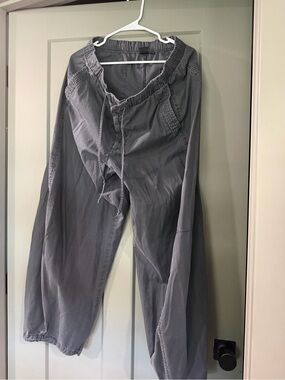 GAP Wide-Leg Drawstring Pants in Slate Gray